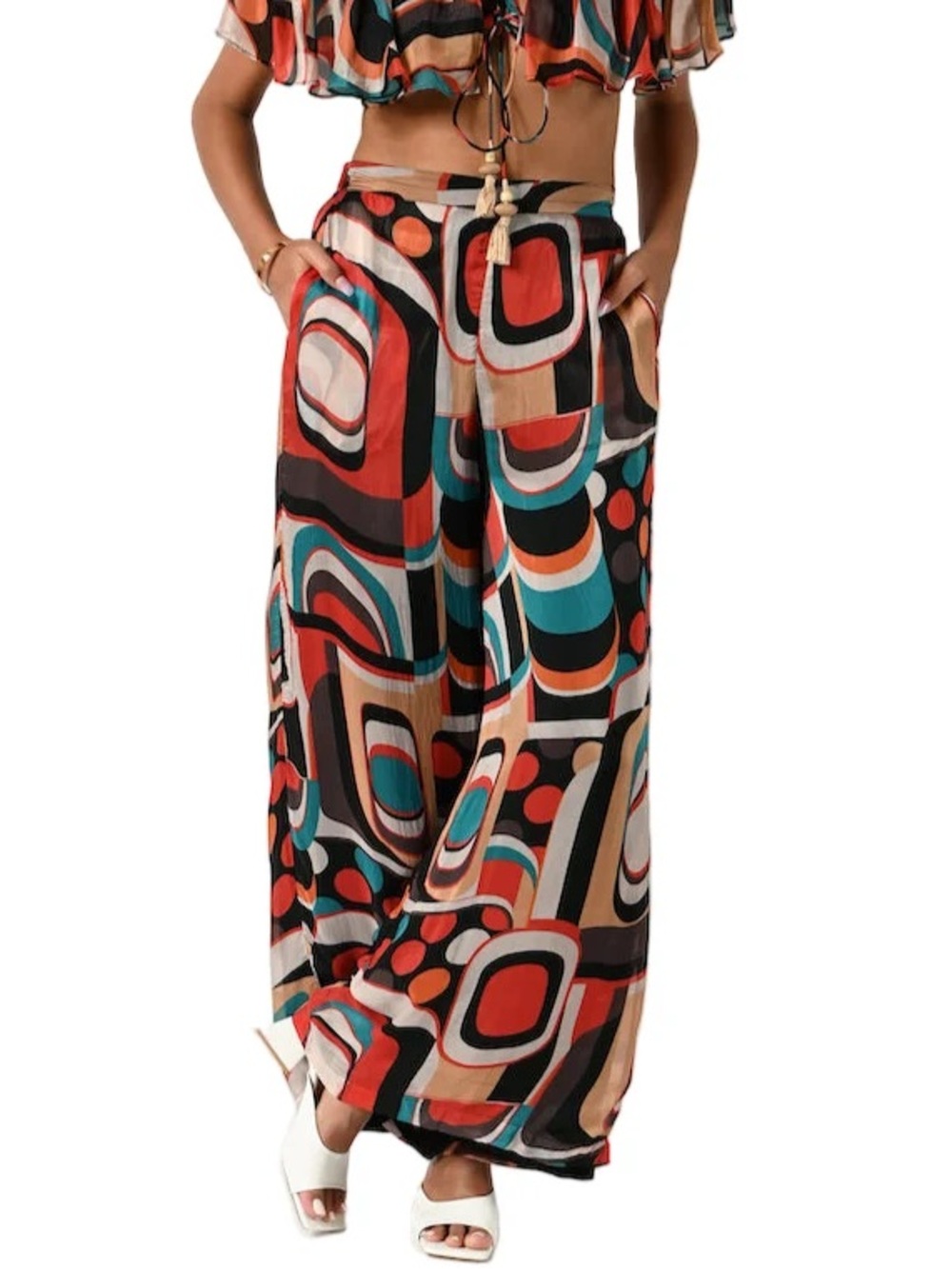 Ollari Betsy Pants Wide Leg Geometric Print - Picture 3 of 4